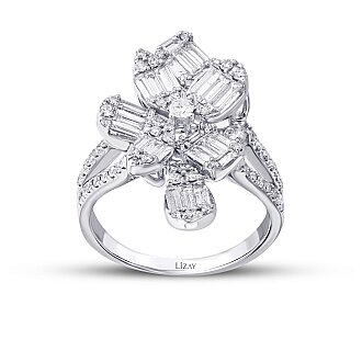 1.34 Karat Pırlanta Bagetli Trend Yüzük - 1