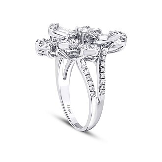 1.34 Karat Pırlanta Bagetli Trend Yüzük - 2