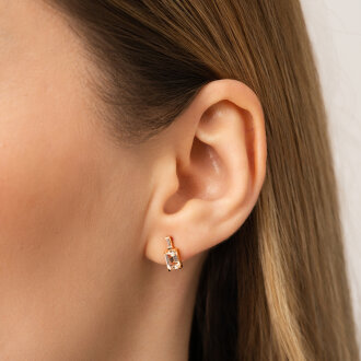 1.34 Karat Pırlanta Morganit Küpe - 3