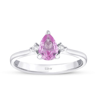 1.36 Karat Pırlanta Pembe Safir Yüzük 