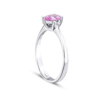 1.36 Karat Pırlanta Pembe Safir Yüzük - 2