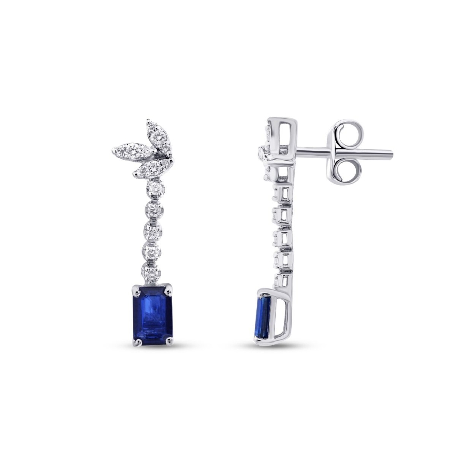 1.38 Karat Pırlanta Safir Küpe