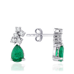 1.40 Carat Diamond Emerald Earrings 