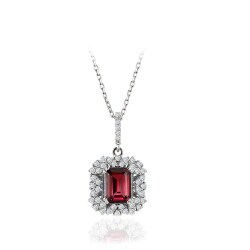 1.40 Carat Diamond Ruby Necklace 