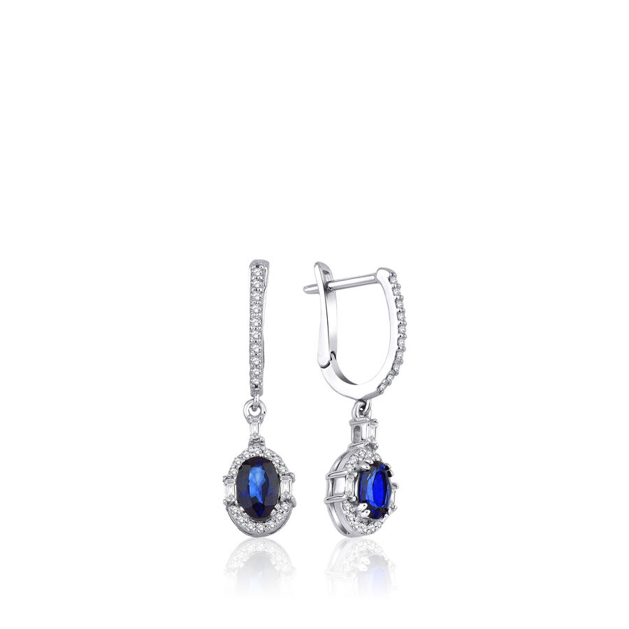 1.40 Karat Pırlanta Safir Küpe