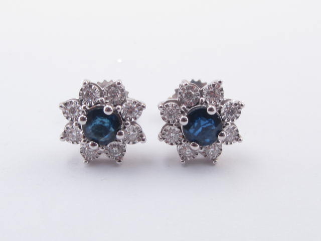 1.43 Karat PIRLANTA KÜPE Safir Fantezi KÜPE 14 AYAR