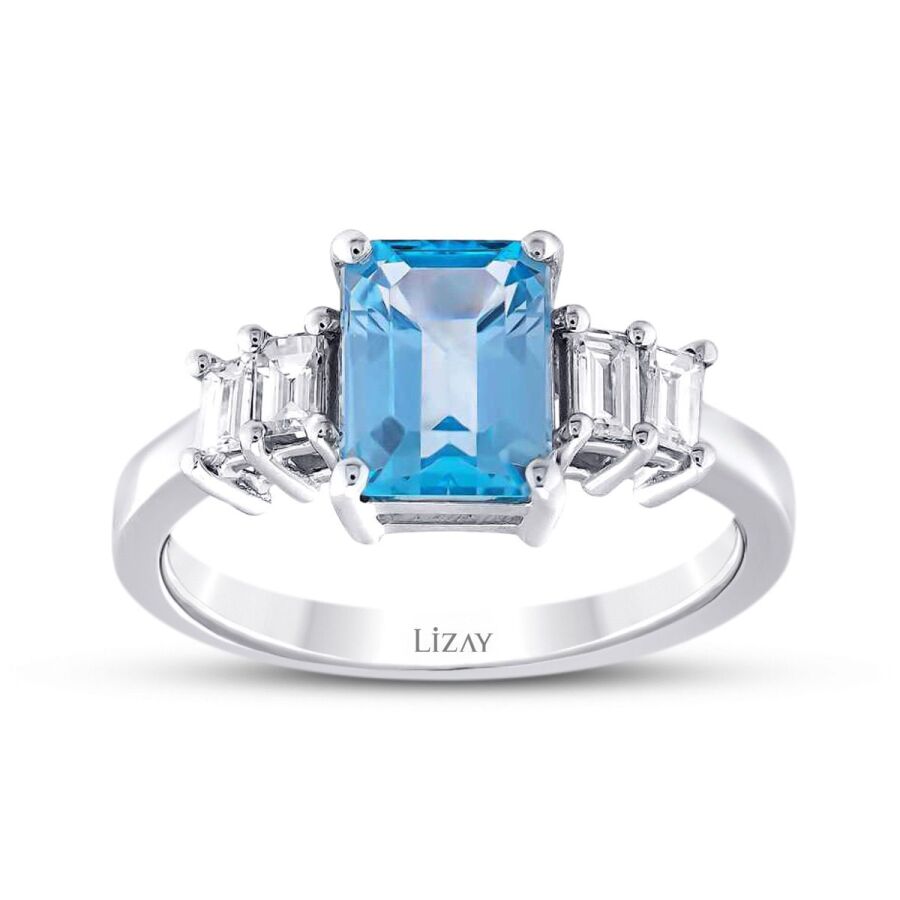 1.44 Karat Pırlanta Blue Topaz Yüzük