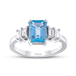 1.44 Karat Pırlanta Blue Topaz Yüzük - 1