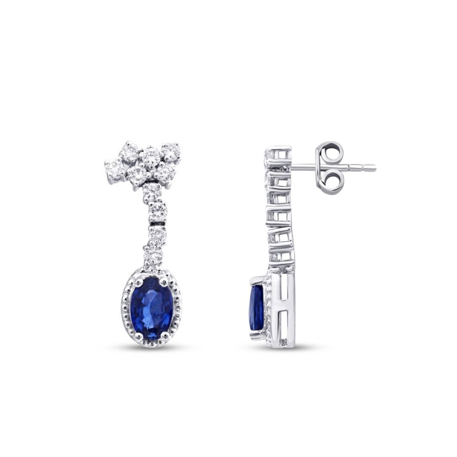 1.44 Karat Pırlanta Safir Küpe