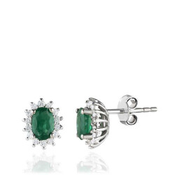 1.51 Carat Diamond Emerald Earrings 