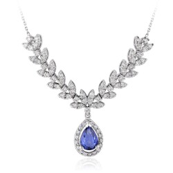 1.51 Carat Diamond Sapphire Necklace 