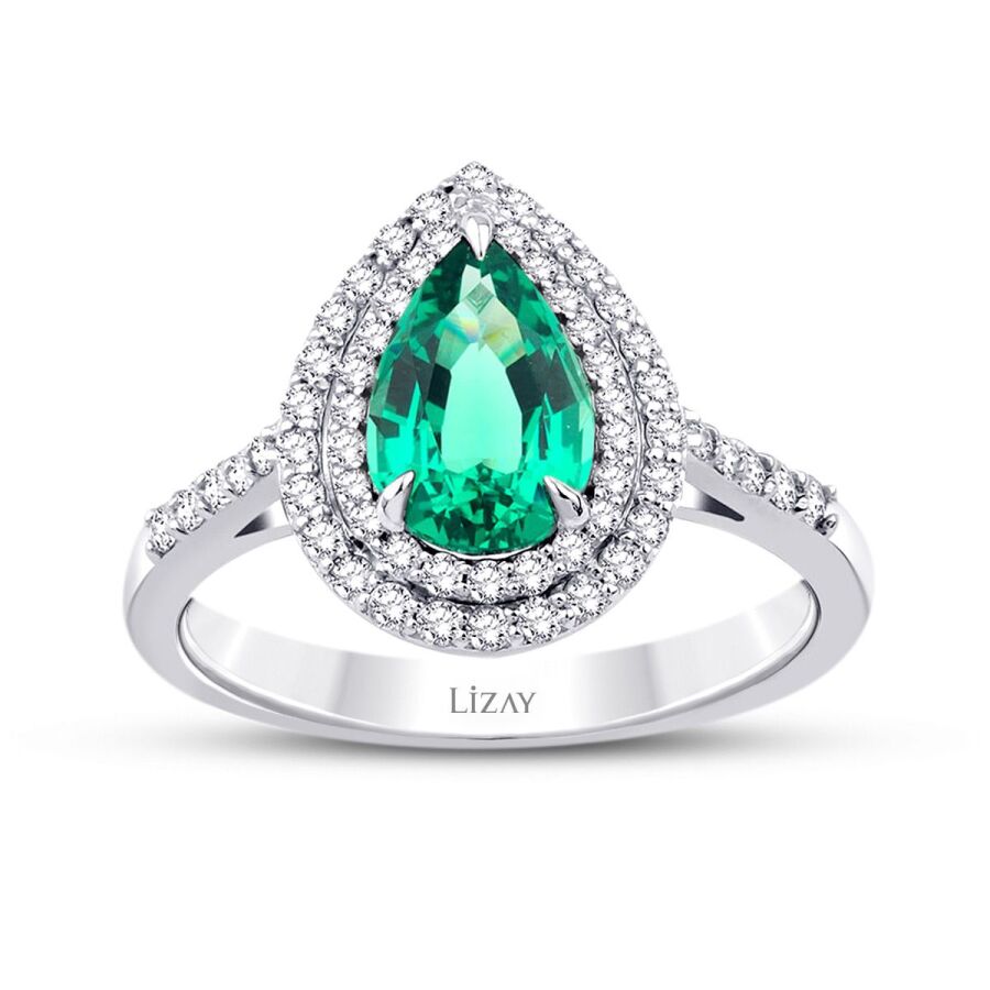 1.52 Karat Pırlanta Green Quartz Yüzük