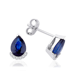Sapphire Earrings with 1.55 Carat Diamonds 