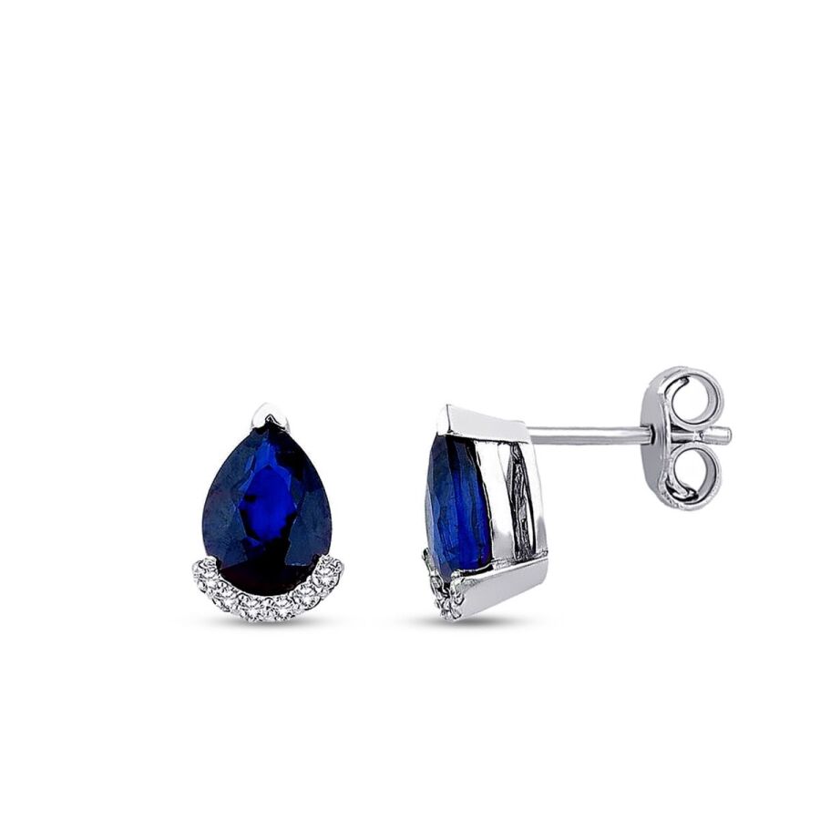 1.55 Karat Pırlanta Safir Küpe