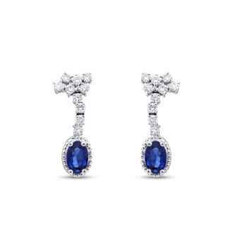 1.56 Karat Pırlanta Safir Küpe - 2