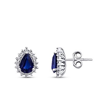 1.68 Karat Pırlanta Safir Küpe - Lizay Pırlanta - Glow