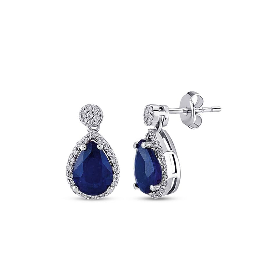 1.71 Karat Pırlanta Safir Küpe