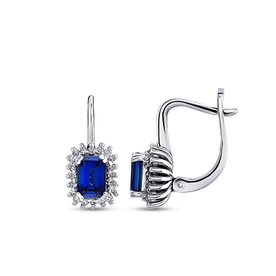 1.72 Karat Pırlanta Safir Küpe