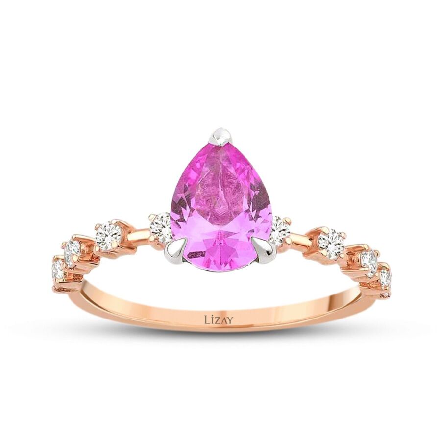 1.78 Karat Pırlanta Pembe Safir Yüzük