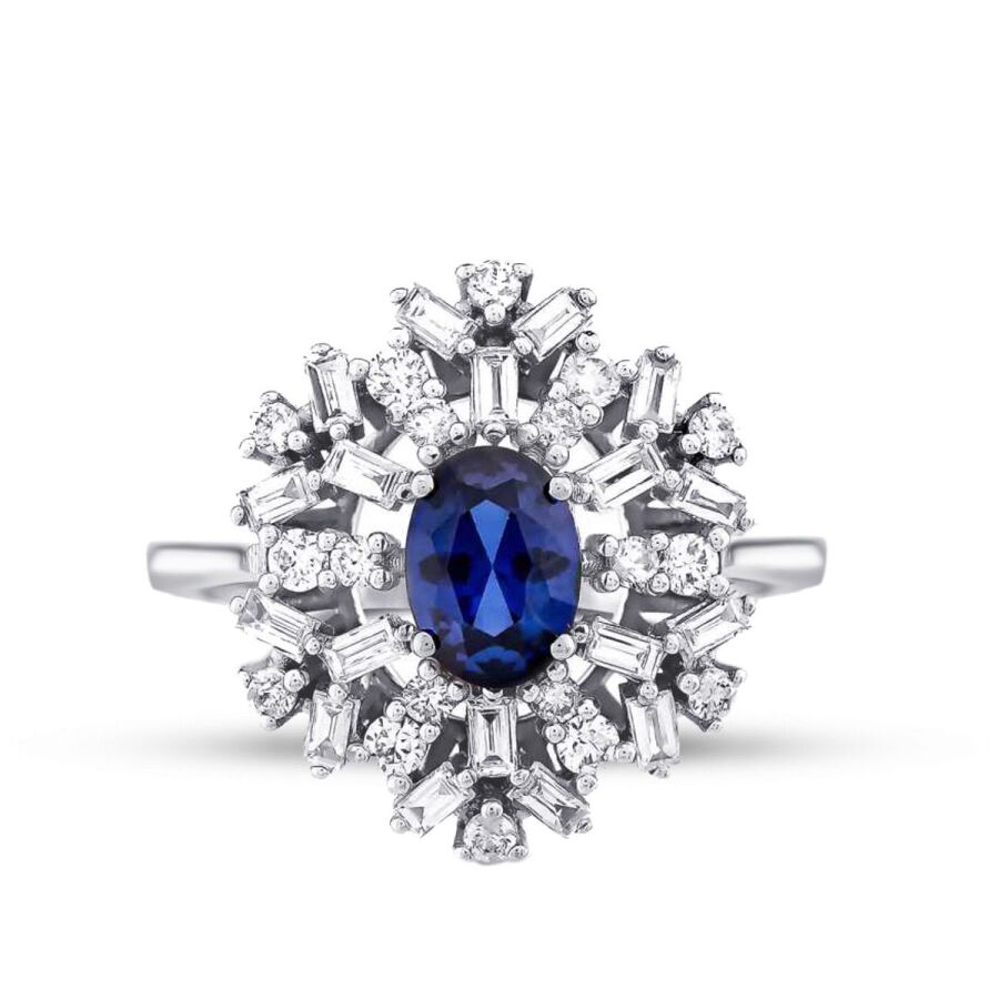 1.80 Karat Pırlanta Safir Yüzük