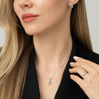 1.83 Karat Pırlanta Blue Topaz Küpe - 4