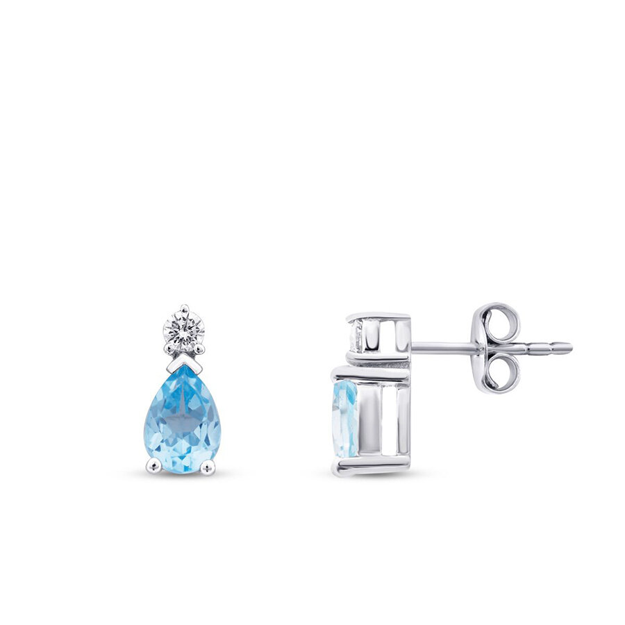 1.83 Karat Pırlanta Blue Topaz Küpe