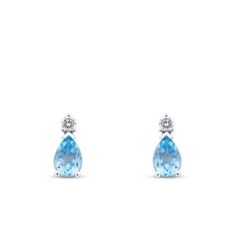 1.83 Karat Pırlanta Blue Topaz Küpe - 2