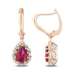 1.84 Carat Diamond Ruby Earrings 