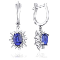 Sapphire Earrings with 1.85 Carat Diamonds 