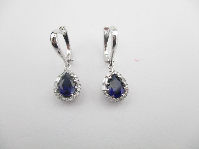1.85 Karat PIRLANTA KÜPE Safir Fantezi KÜPE 14 AYAR