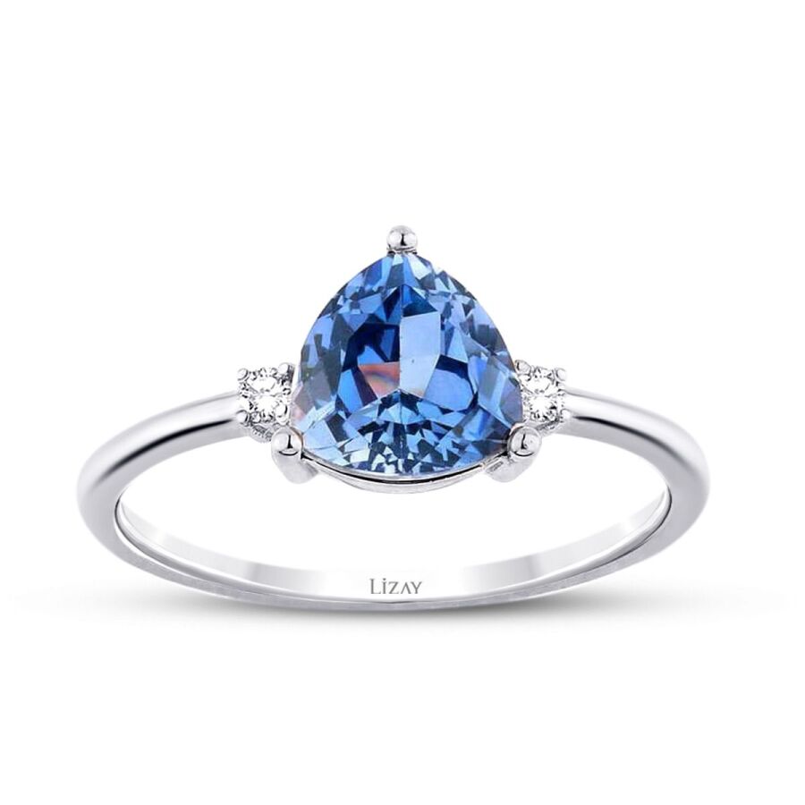 1.86 Karat Pırlanta Safir Yüzük