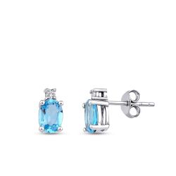 1.89 Karat Pırlanta Blue Topaz Küpe 