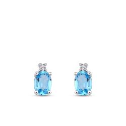 1.89 Karat Pırlanta Blue Topaz Küpe - 2