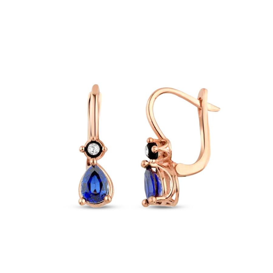 1.90 Karat Elmas Pırlanta Safir Küpe