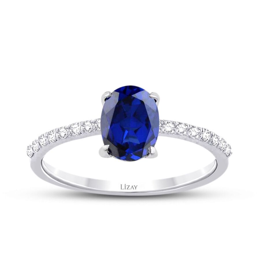 1.92 Karat Pırlanta Oval Safir Yüzük