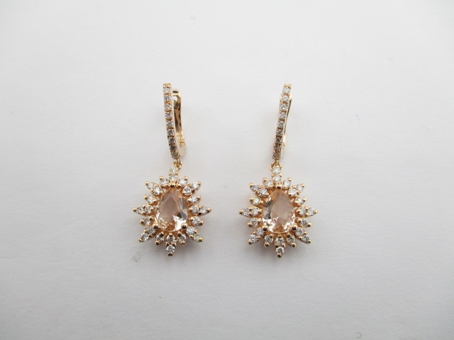 1.93 Karat PIRLANTA KÜPE Yarı Değerli Fantazi KÜPE 14 AYAR