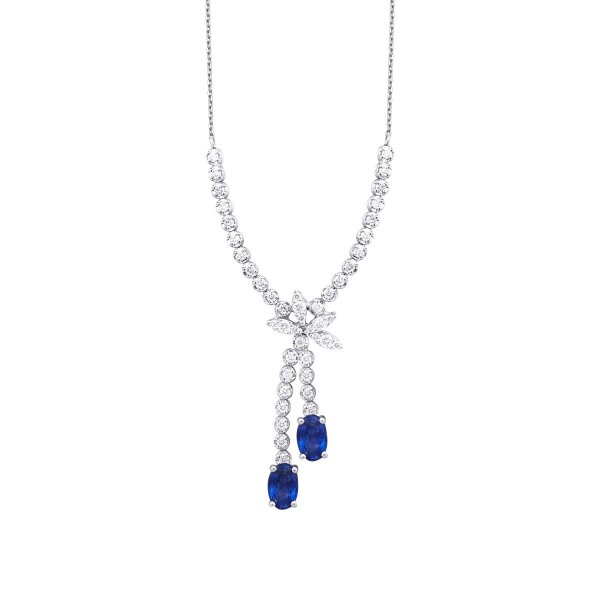 1.94 Karat Pırlanta Safir Lotus Kolye - 1
