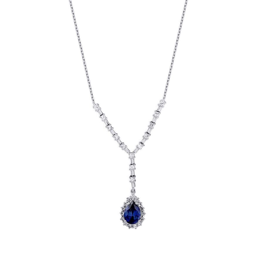 1.99 Karat Pırlanta Damla Safir Kolye