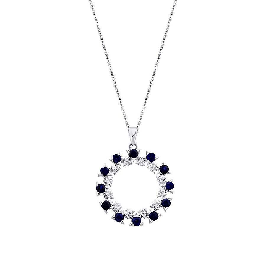 2.07 Karat Pırlanta Yuvarlak Safir Trend Kolye