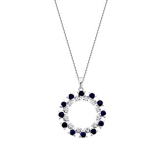 2.07 Karat Pırlanta Yuvarlak Safir Trend Kolye - 1
