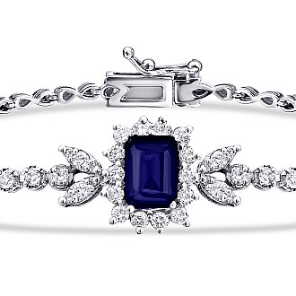 2.24 Karat Pırlanta Safir Bileklik - 2