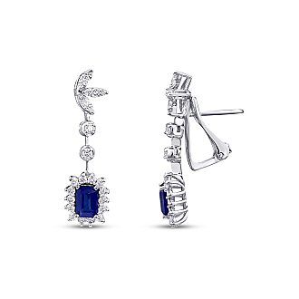 2.24 Karat Pırlanta Safir Küpe - 2
