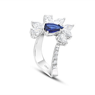 2.45 Karat Pırlanta Safir Yüzük - 2