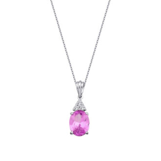 2.03 Karat Pırlanta Pembe Safir Kolye - 1