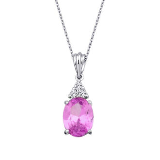 2.03 Karat Pırlanta Pink Safir Kolye - 2