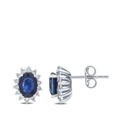 2.11 Carat Diamond Sapphire Earrings 