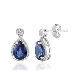 Sapphire Earrings with 2.13 Carat Diamonds 