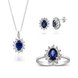 2.13 Carat Diamond Sapphire Set 