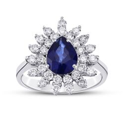 2.13 Karat Pırlanta Safir Yüzük - 1