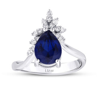 2.19 Karat Pırlanta Safir Yüzük 